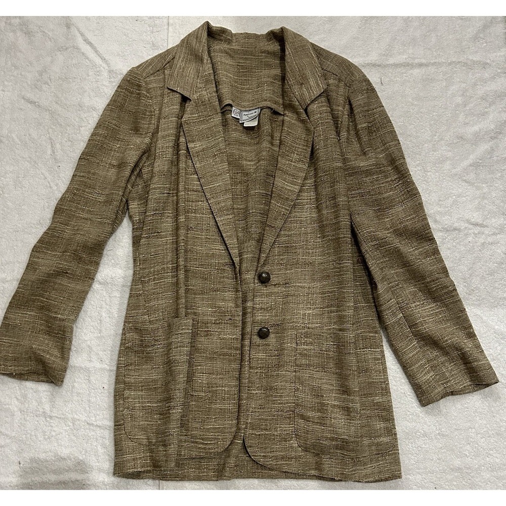 Vintage Twill Blazer Womens 6 90s Grunge Y2k Oversized Boho Hippie Festival